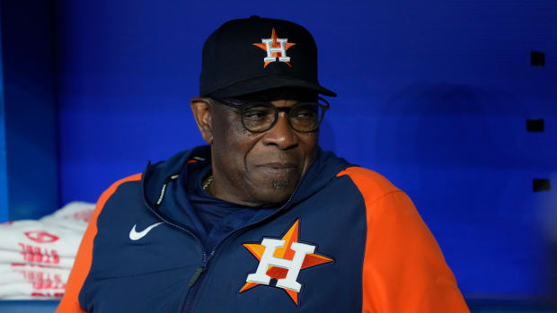 Houston Astros manager Dusty Baker Jr. in the dugout before the game against the Toronto Blue Jays at Rogers Centre. (2023)