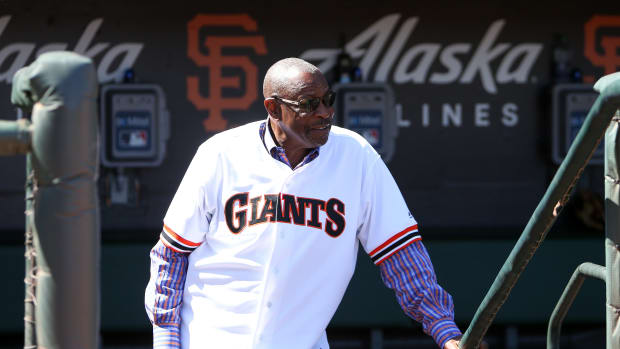 SF Giants former manager Dusty Baker during the 1989 team reunion before the game against the Philadelphia Phillies at Oracle Park. (2019)