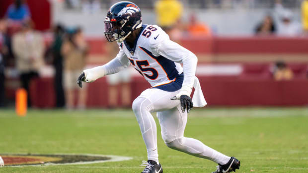 Denver Broncos pass rusher Frank Clark during a preseason game.