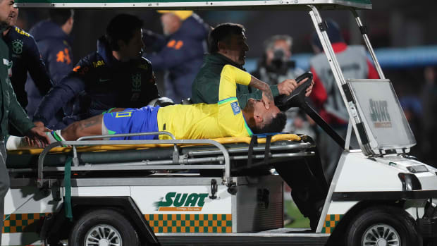 Neymar after suffering an injury