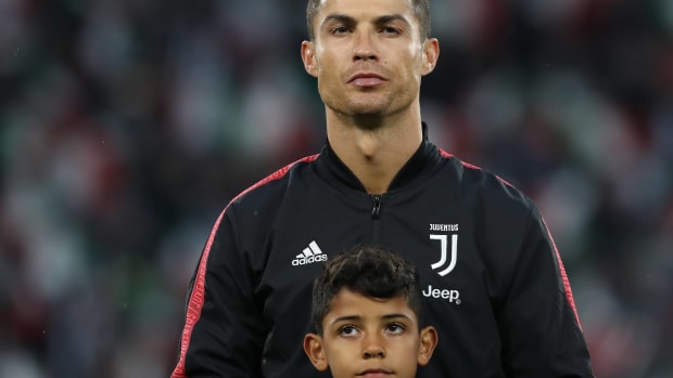 Cristiano Ronaldo pictured with his son Cristiano Jr in 2019