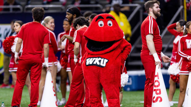 Western Kentucky's mascot, Big Red, during the Hilltoppers' 44-23 win over South Alabama in the 2022 New Orleans Bowl.