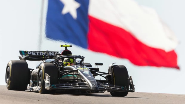 Lewis Hamilton races at the United States Grand Prix.