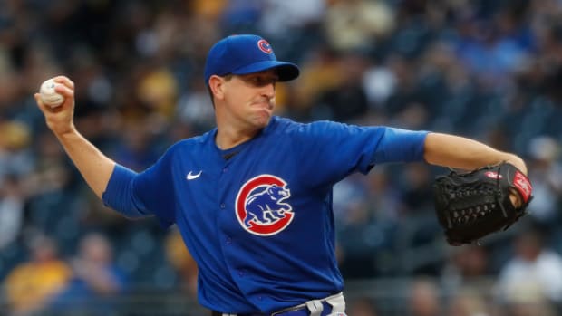 Aug 25, 2023; Pittsburgh, Pennsylvania, USA; Chicago Cubs starting pitcher Kyle Hendricks (28) delivers a pitch against the Pittsburgh Pirates during the first inning at PNC Park. Mandatory Credit: Charles LeClaire-USA TODAY Sports