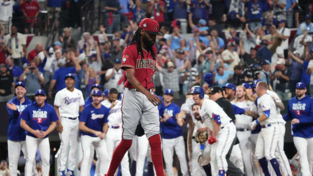 Miguel Castro walks off field after giving up walk-off homer in World Series October 27, 2023