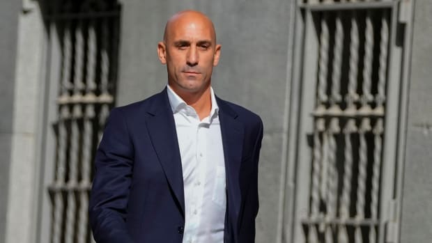 Former president of Spain’s soccer federation Luis Rubiales arrives at the National Court in Madrid.