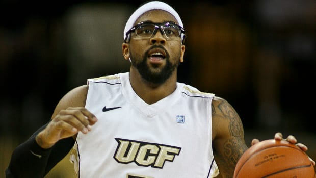 UCF guard Marcus Jordan dribbles during the Knights' 78-65 loss to Southern Miss on Jan. 28, 2012.
