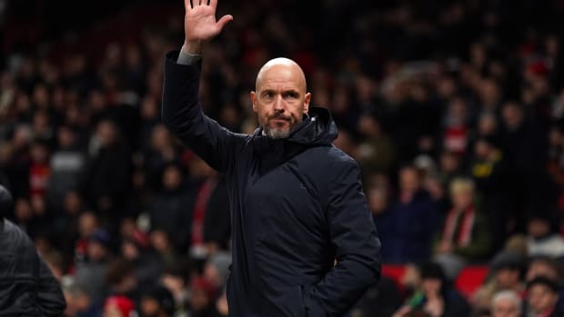 Manchester United manager Erik ten Hag pictured during his team's 3-0 home loss to Newcastle in November 2023