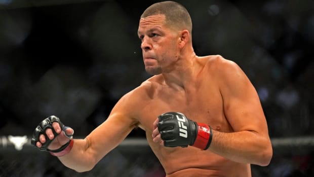 Nate Diaz inside the Octagon for a UFC fight.
