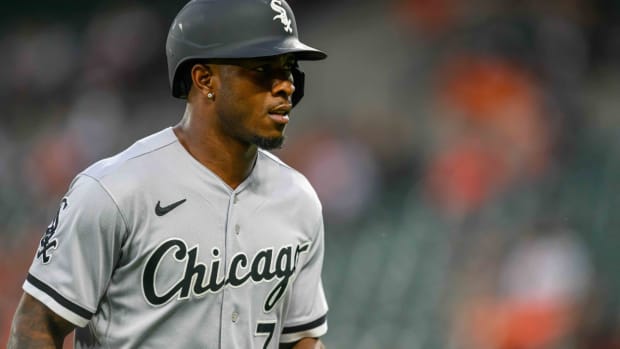 Aug 29, 2023; Baltimore, Maryland, USA; Chicago White Sox shortstop Tim Anderson (7) looks on during the first inning against the Baltimore Orioles at Oriole Park at Camden Yards. Mandatory Credit: Reggie Hildred-USA TODAY Sports  