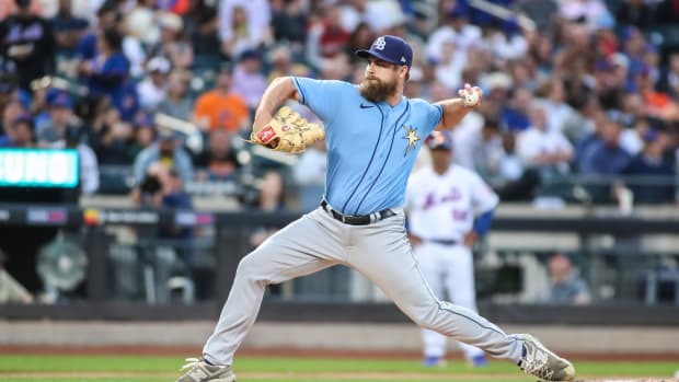 May 16, 2023; New York City, New York, USA; Tampa Bay Rays starting pitcher Jalen Beeks (68) pitches in the first inning against the New York Mets at Citi Field.