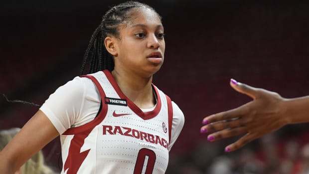 Razorbacks' Tahlia Scott coming to bench in Tuesday night's game with ULM