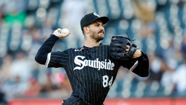 Aug 25, 2023; Chicago, Illinois, USA; Chicago White Sox starting pitcher Dylan Cease (84) delivers a pitch against the Oakland Athletics during the first inning at Guaranteed Rate Field. Mandatory Credit: Kamil Krzaczynski-USA TODAY Sports