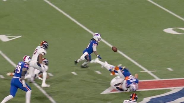 Bills running back James Cook recovers his own fumble vs. the Broncos
