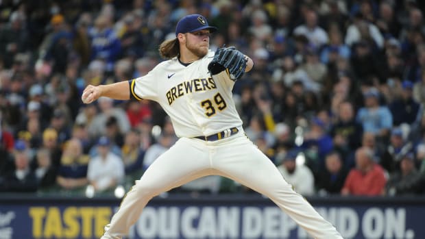 May 18, 2022; Milwaukee, Wisconsin, USA; Milwaukee Brewers starting pitcher Corbin Burnes (39) delivers a pitch in the second inning against the Atlanta Braves at American Family Field.