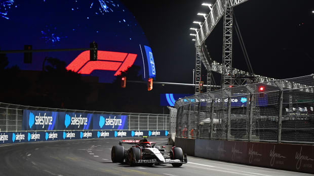 Alpha Tauri driver Yuki Tsunoda of Japan during free practice at Las Vegas Strip Circuit.