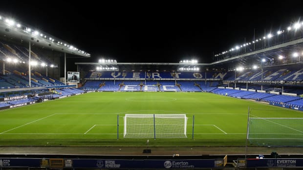 A photo taken inside Everton's Goodison Park stadium in November 2023