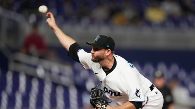 Jun 7, 2022; Miami, Florida, USA; Miami Marlins relief pitcher Cole Sulser (31) delivers a pitch in the 9th inning against the Washington Nationals at loanDepot park. Mandatory Credit: Jasen Vinlove-USA TODAY Sports