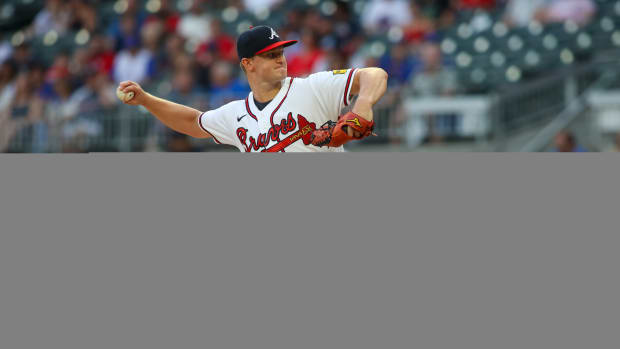 Sep 5, 2023; Atlanta, Georgia, USA; Atlanta Braves starting pitcher Michael Soroka (40) throws against the St. Louis Cardinals in the first inning at Truist Park.