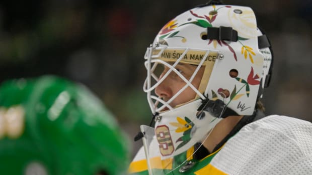 Wild goalie Marc-André Fleury before Minnesota's game against the Avalanche on Nov. 24, 2023.