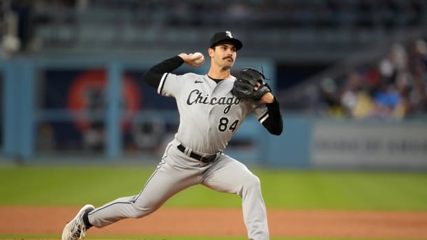 Jun 15, 2023; Los Angeles, California, USA; Chicago White Sox starting pitcher Dylan Cease (84) throws in the third inning against the Los Angeles Dodgers at Dodger Stadium.
