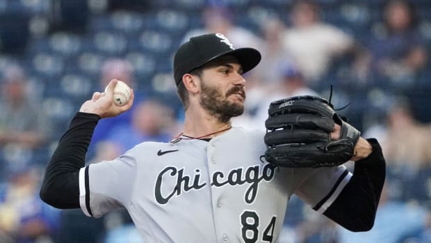 Sep 5, 2023; Kansas City, Missouri, USA; Chicago White Sox starting pitcher Dylan Cease (84) delivers a pitch against the Kansas City Royals during the first inning at Kauffman Stadium. Mandatory Credit: Denny Medley-USA TODAY Sports