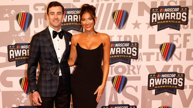 NASCAR Cup Series Champion, Ryan Blaney and Gianna Tulio pose for photos on the red carpet prior to Thursday's NASCAR Awards and Champion Celebration at the Music City Center in Nashville, Tennessee. (Photo by Chris Graythen/Getty Images)