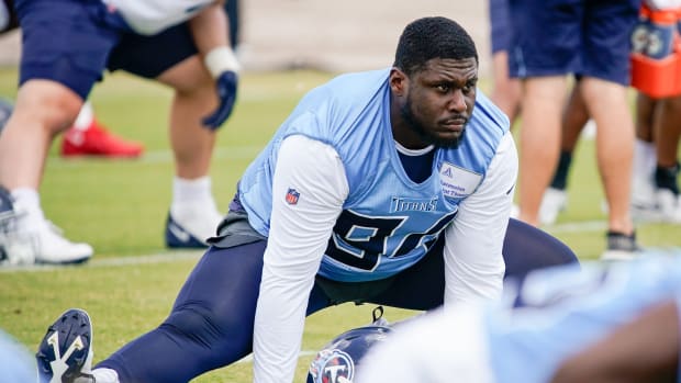 Titans defensive tackle Jaleel Johnson during OTAs on May 31, 2023.