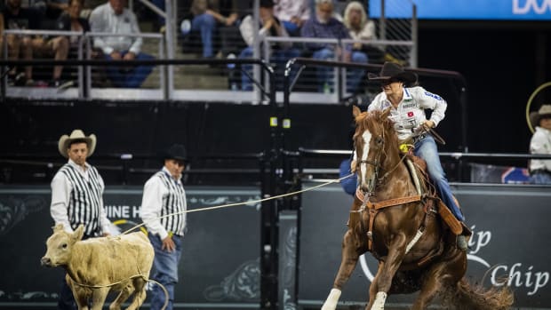 Breakaway roper Shelby Boisjoli reset the regular season earnings record with more than $164,00 in money won in 2023. She is one 15 competitors who will compete in the National Finals Breakaway Roping event at The South Point Arena in Las Vegas, Dec. 5-6.