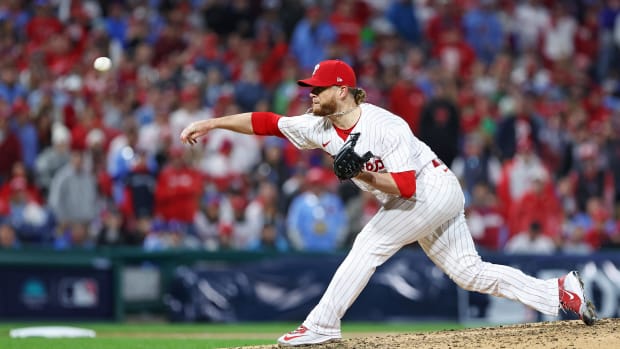 Oct 23, 2023; Philadelphia, Pennsylvania, USA; Philadelphia Phillies relief pitcher Craig Kimbrel (31) pitches during the eighth inning against the Arizona Diamondbacks in game six of the NLCS for the 2023 MLB playoffs at Citizens Bank Park. Mandatory Credit: Bill Streicher-USA TODAY Sports
