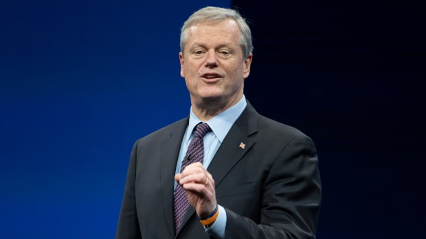 NCAA president Charlie Baker speaks during the NCAA Convention in San Antonio.