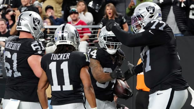 Las Vegas Raiders Celebrate a Blowout Win Over the Los Angeles Chargers