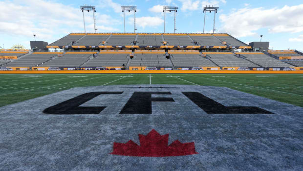 Nov 19, 2023; Hamilton, Ontario, CAN; A view of Tim Hortons field before the 110th Grey Cup game between the Montreal Alouettes and Winnipeg Blue Bombers. Mandatory Credit: John E. Sokolowski-USA TODAY Sports  