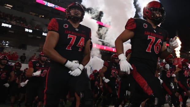 Offensive lineman Drew Azzopardi at San Diego State.