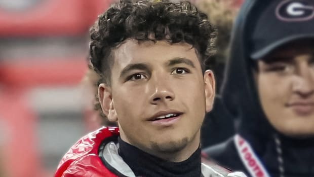 Nov 11, 2023: Buford high school quarterback Dylan Raiola on the sideline prior to the game between the Georgia Bulldogs and the Mississippi Rebels at Sanford Stadium in Athens, Ga.