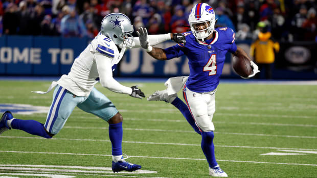 Bills running back James Cook helped Buffalo rout the Cowboys in Week 15.