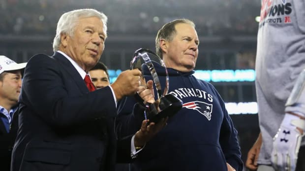 New England Patriots owner Robert Kraft (left) and head coach Bill Belichick