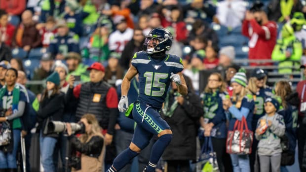 December 29, 2019; Seattle, Washington, USA; Seattle Seahawks wide receiver John Ursua (15) before the game against the San Francisco 49ers at CenturyLink Field. Mandatory Credit: Kyle Terada-USA TODAY Sports  
