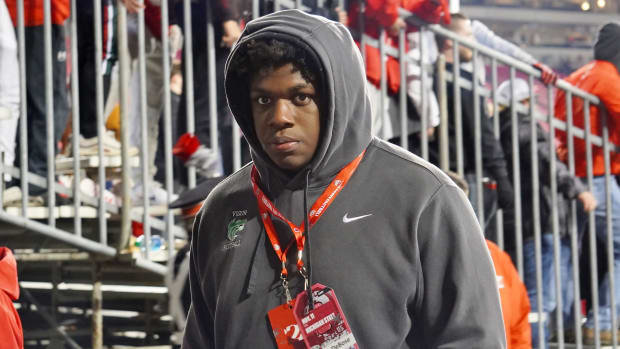 Recruit Micah DeBose visits Ohio Stadium the day of the Ohio State, Michigan State football game on Nov. 11, 2023.  