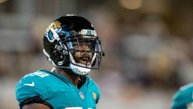 Aug 9, 2018; Jacksonville, FL, USA; JJacksonville Jaguars cornerback CJ Reavis (38) talks to his defense during the second half of the game against the New Orleans Saints at TIAA Bank Field. Mandatory Credit: Douglas DeFelice-USA TODAY Sports  