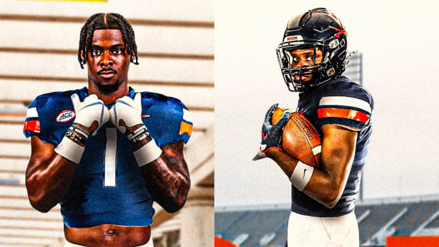 North Carolina wide receiver transfer Andre Greene Jr. and Kent State transfer Latrell Harris sign with the Virginia football program.