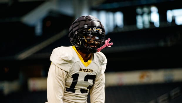 Defensive back Daylan Carnell during the final "Toughness Tuesday" practice of the 2023 season, on Christmas Day as Missouri prepared to face Ohio State in the Cotton Bowl.