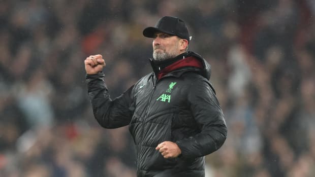 Liverpool manager Jurgen Klopp pictured celebrating during his team's 4-2 win over Newcastle at Anfield in January 2024