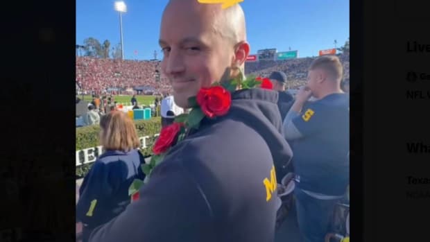 Connor Stalions at the Rose Bowl for Michigan Wolverines vs. Alabama Crimson Tide