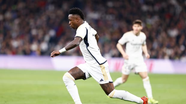 Vinicius Junior pictured in action for Real Madrid during a 1-0 win over Mallorca in La Liga in January 2024