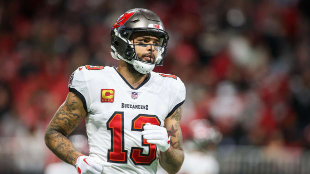 Tampa Bay Buccaneers wide receiver Mike Evans (13) in action against the Atlanta Falcons in the second half at Mercedes-Benz Stadium.