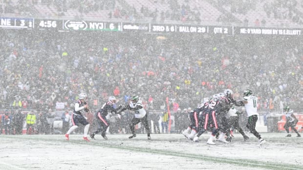 Jan 7, 2024; Foxborough, Massachusetts, USA; New England Patriots quarterback Bailey Zappe (4) looks to throw against the New York Jets during the first half at Gillette Stadium. Mandatory Credit: Brian Fluharty-USA TODAY Sports