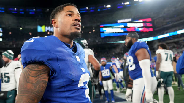 New York Giants wide receiver Sterling Shepard (3) is shown on the field after his team beat the Philadelphia Eagles, 27-10, Sunday, January 7, 2024.