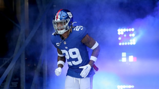 Dec 31, 2023; East Rutherford, New Jersey, USA; New York Giants safety Xavier McKinney (29) is introduced before a game against the Los Angeles Rams at MetLife Stadium.