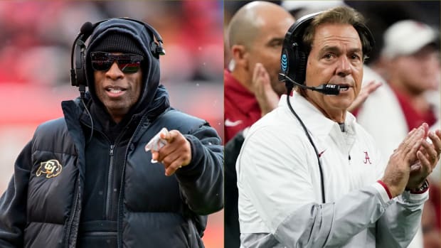 Deion Sanders and Nick Saban side by side